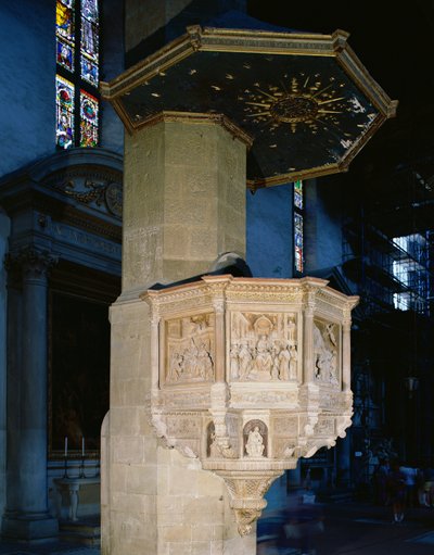 Pulpit Decorated with Scenes from the Life of St. Francis and Four Virtues by Benedetto da Maiano
